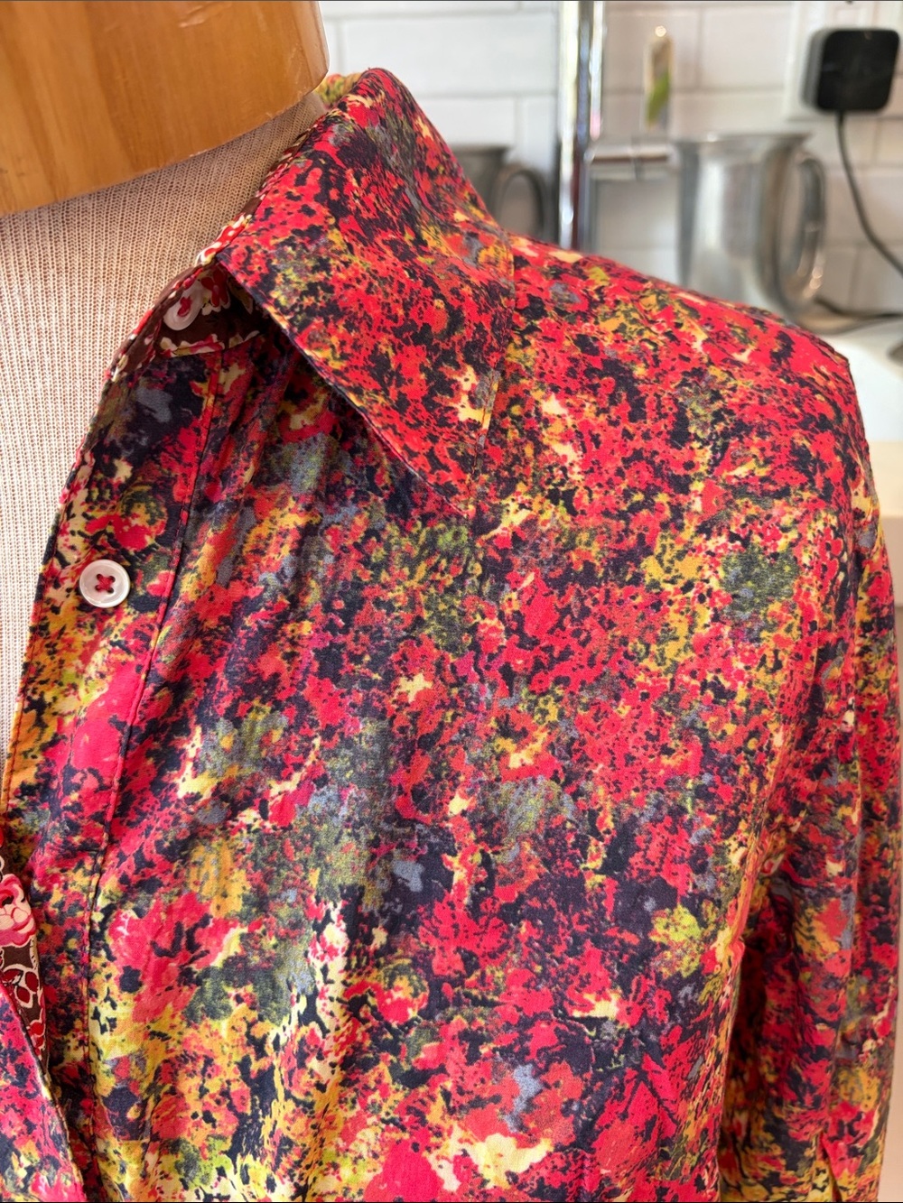 Liberty of London Red Multi-Color Floral-Print Button Down Shirt - Picture 2 of 11
